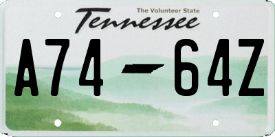 TN license plate A7464Z
