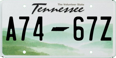 TN license plate A7467Z