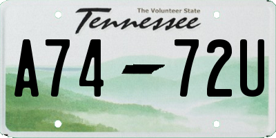 TN license plate A7472U