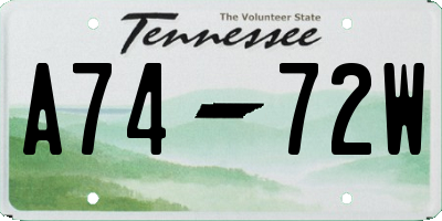 TN license plate A7472W