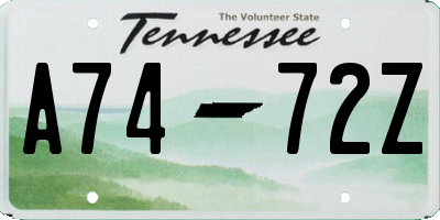 TN license plate A7472Z
