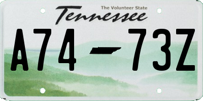 TN license plate A7473Z