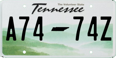 TN license plate A7474Z