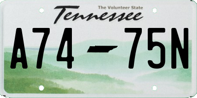 TN license plate A7475N