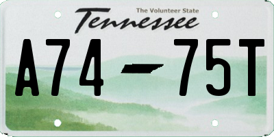 TN license plate A7475T