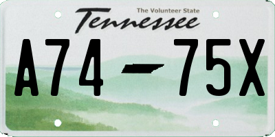 TN license plate A7475X