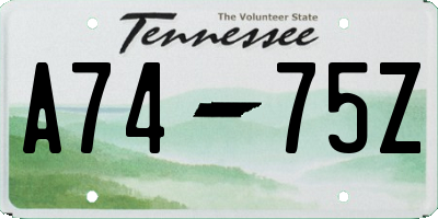 TN license plate A7475Z