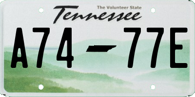 TN license plate A7477E