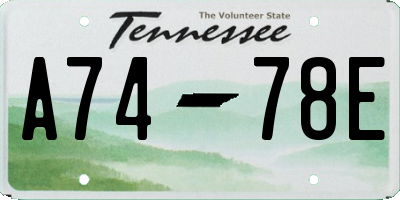 TN license plate A7478E