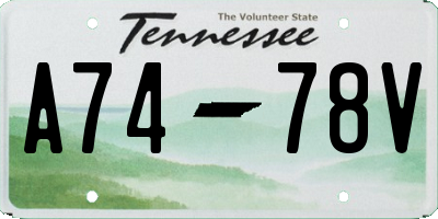 TN license plate A7478V