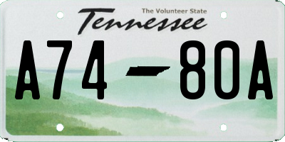 TN license plate A7480A