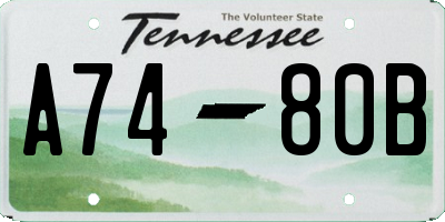 TN license plate A7480B