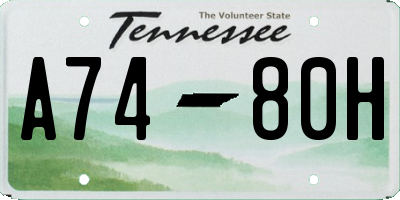 TN license plate A7480H