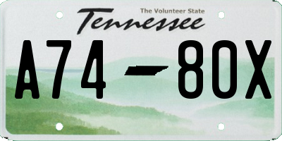 TN license plate A7480X