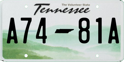 TN license plate A7481A