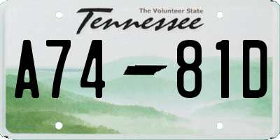 TN license plate A7481D