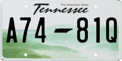 TN license plate A7481Q