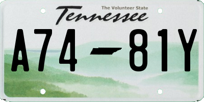 TN license plate A7481Y