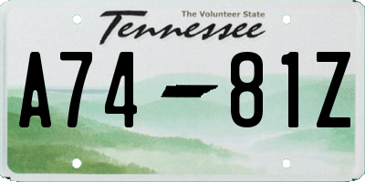 TN license plate A7481Z