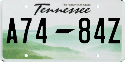 TN license plate A7484Z