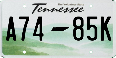 TN license plate A7485K