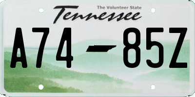 TN license plate A7485Z