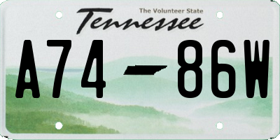 TN license plate A7486W
