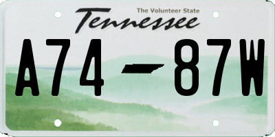 TN license plate A7487W