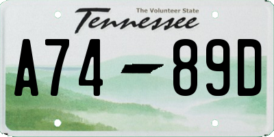 TN license plate A7489D