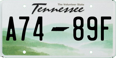 TN license plate A7489F