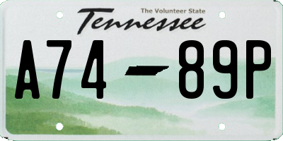 TN license plate A7489P