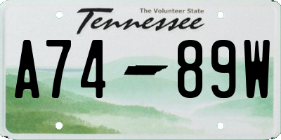 TN license plate A7489W