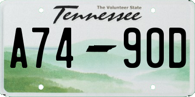 TN license plate A7490D