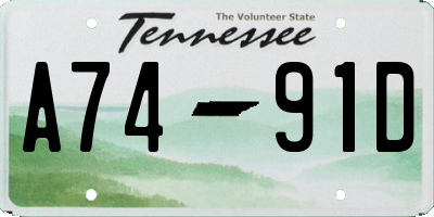 TN license plate A7491D