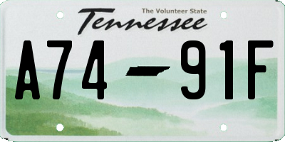 TN license plate A7491F
