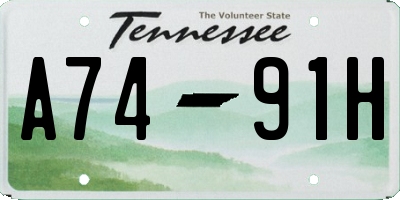 TN license plate A7491H