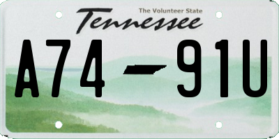 TN license plate A7491U