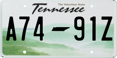 TN license plate A7491Z