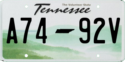 TN license plate A7492V