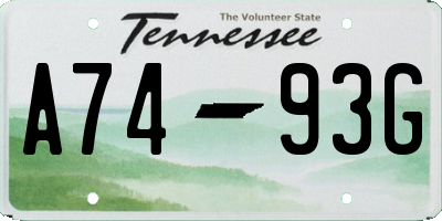 TN license plate A7493G