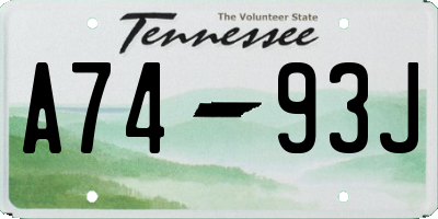 TN license plate A7493J