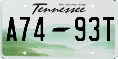 TN license plate A7493T