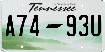 TN license plate A7493U