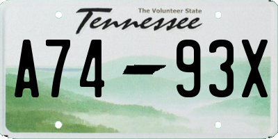 TN license plate A7493X