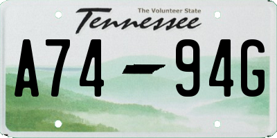 TN license plate A7494G