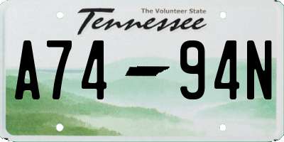 TN license plate A7494N
