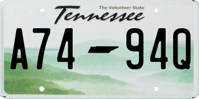 TN license plate A7494Q