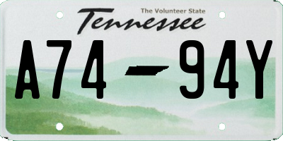 TN license plate A7494Y