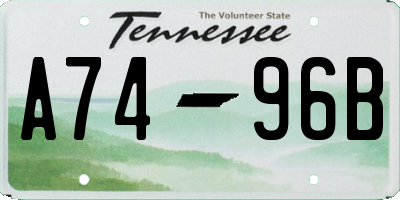 TN license plate A7496B