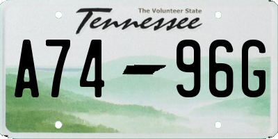 TN license plate A7496G